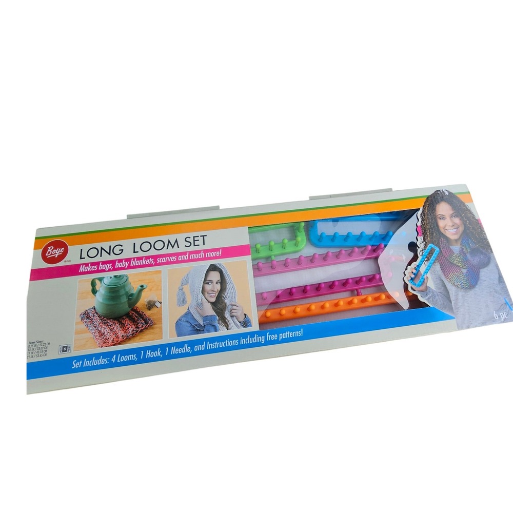 Boye Long Loom Set 6 Piece Kit for Knitting Blankets Scarves and Bags Multicolor